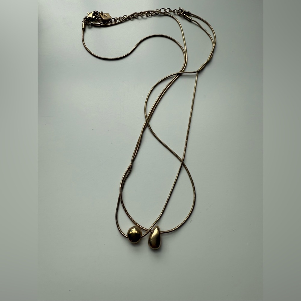 J crew Elegant Gold Necklace with Teardrop Pendant